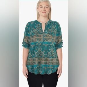 Ninedaily Teal Paisley Women's Top